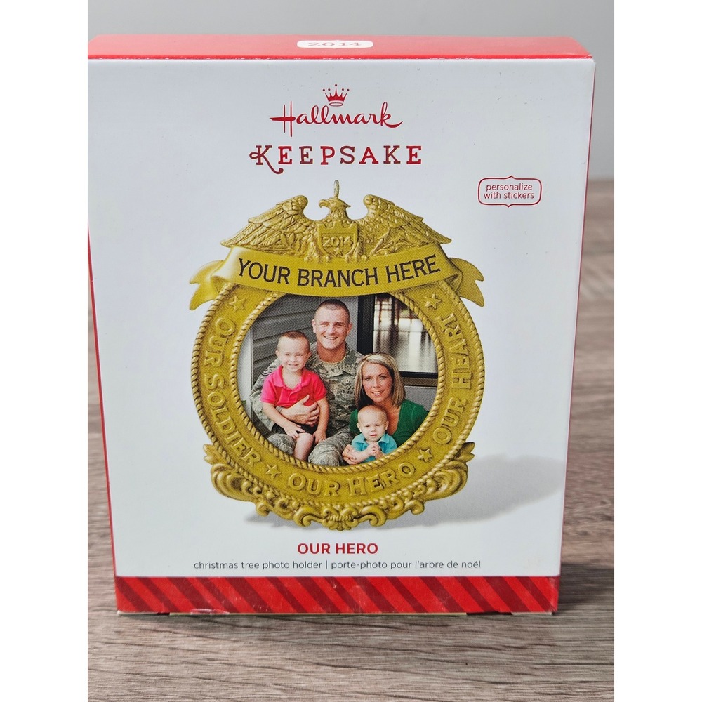 Hallmark Keepsake 2014 Our Hero Military Photo Holder Ornament Gold QG01453 NEW‎
